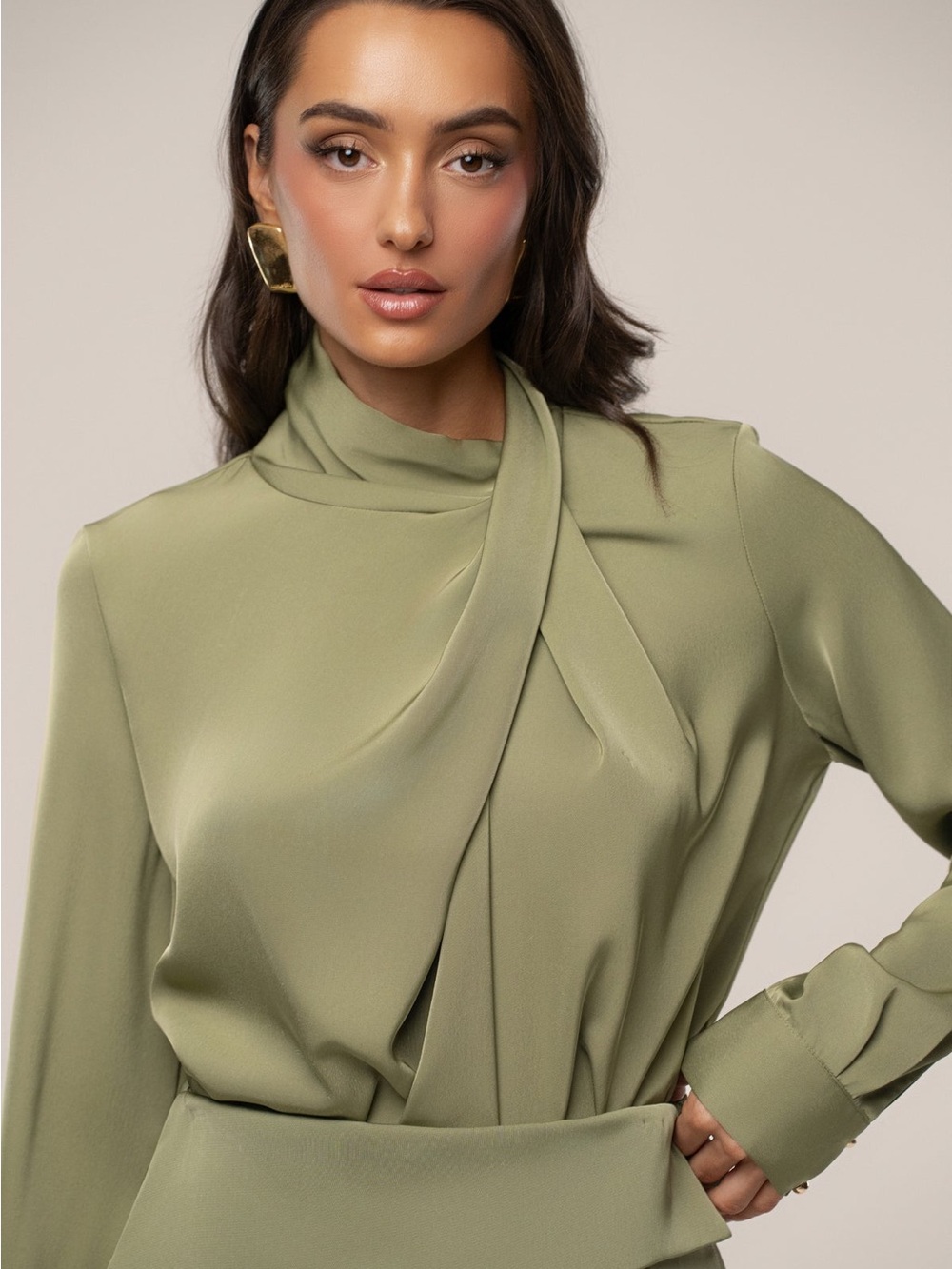 JLUXLABEL Olive Alexa Satin Blouse